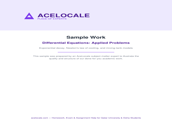Sample: Differential Equations Applied Problems